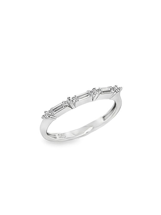 Xryseio Women's White Gold Half Eternity Ring with Zircon 14K