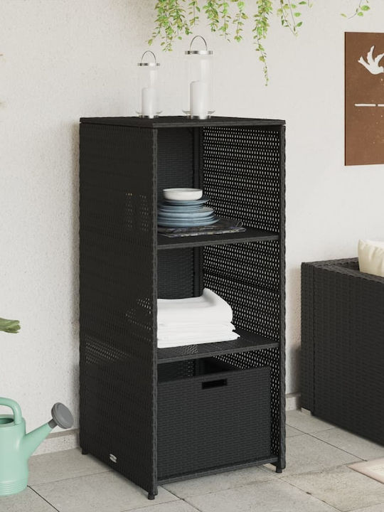 vidaXL Außenlagerbox Rattan Schwarz L50xB55xH115cm