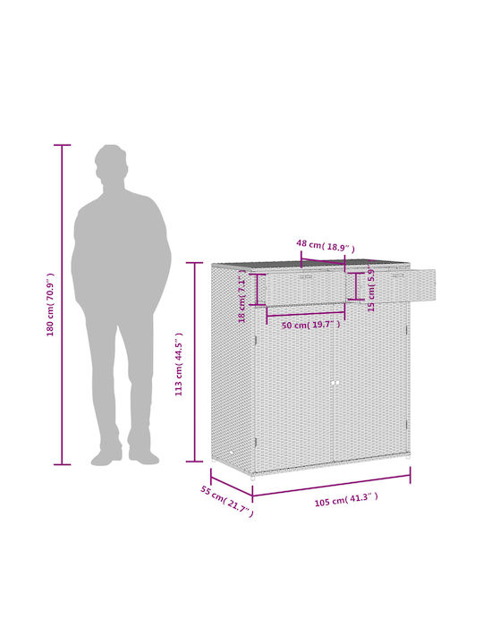 vidaXL Outdoor Storage Box Gray L105xW55xH113cm