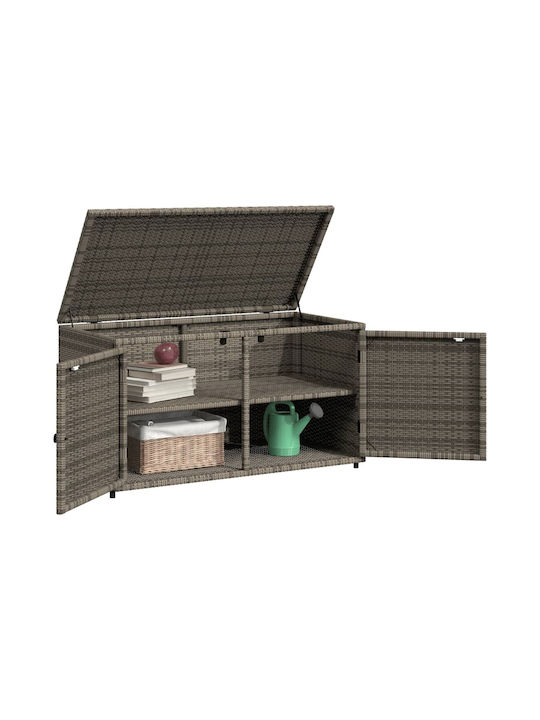 vidaXL Außenlagerbox Rattan Gray L110xB55.5xH60.5cm