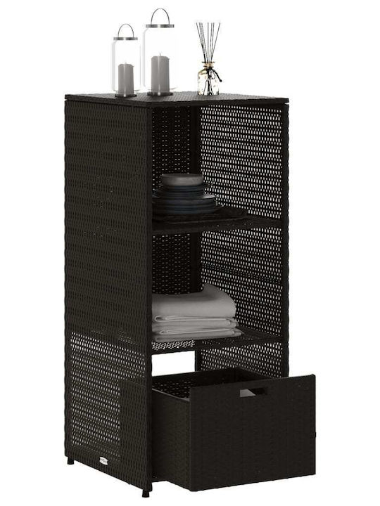 vidaXL Cutie de depozitare pentru exterior Rattan Negru L50xW55xH115buc