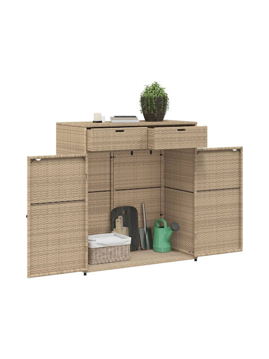 vidaXL Cutie de depozitare pentru exterior Rattan Bej L105xW55xH113buc