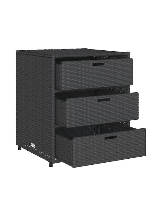 vidaXL Μπαούλο Αποθήκευσης Εξωτερικού Χώρου Rattan Μαύρο Μ55xΠ59xΥ69εκ.