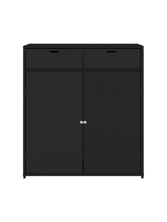 vidaXL Außenlagerbox Rattan Schwarz L105xB55xH113cm