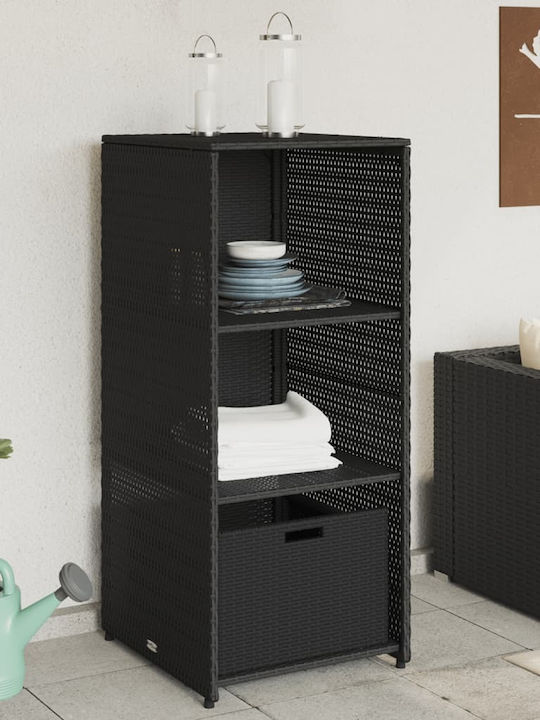 vidaXL Cutie de depozitare pentru exterior Rattan Negru L50xW55xH115buc