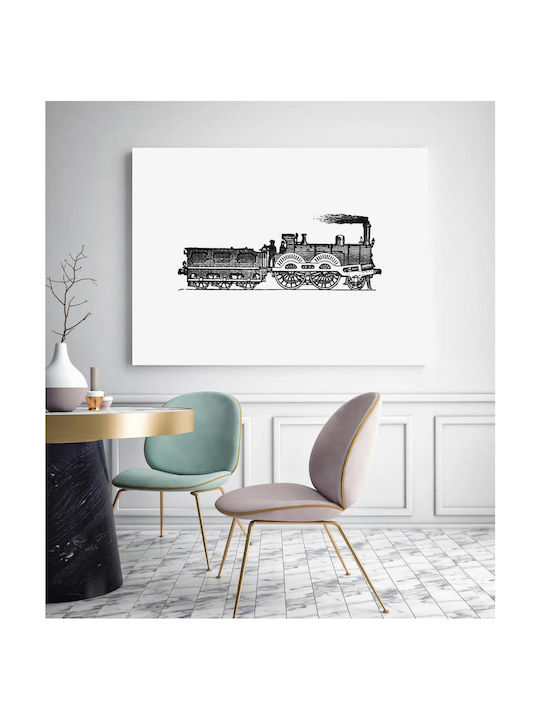 European Style Steam Locomotive Engraving From Tablou pe Pânză 150x100cm