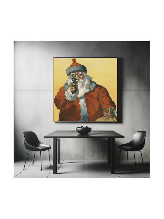 "hands Up!" Photomechanical Print Showing A Santa Claus Pointing A Handgun (1912) By Will Crawford Gemälde auf Leinwand 110x110cm