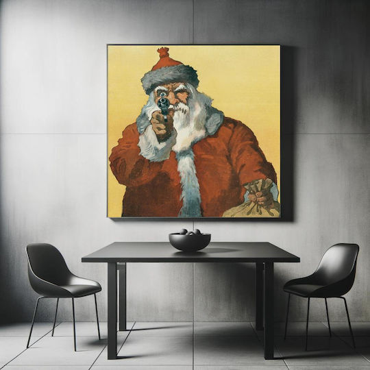 "hands Up!" Photomechanical Print Showing A Santa Claus Pointing A Handgun (1912) By Will Crawford Painting on Canvas 110x110cm