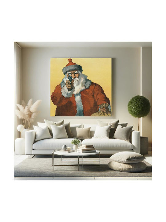 "hands Up!" Photomechanical Print Showing A Santa Claus Pointing A Handgun (1912) By Will Crawford Gemälde auf Leinwand 110x110cm