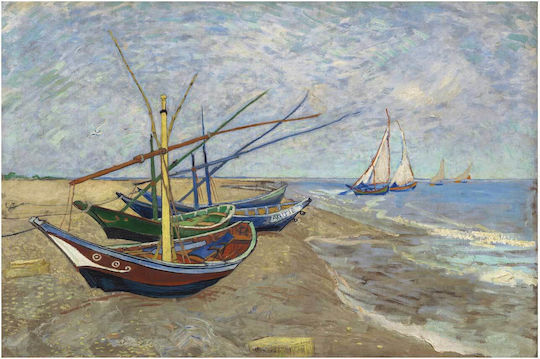 Vincent Van Gogh's Fishing Boats On Painting on Canvas 50x40cm