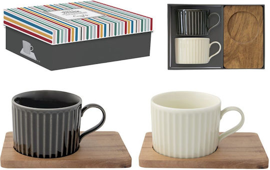 Easy-Life Porcelain Coffee Cup Set 250ml Gray 2pcs