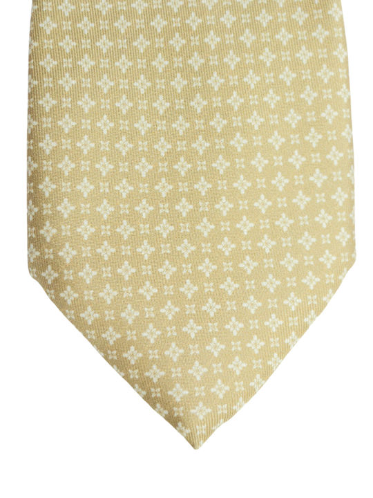 E-Ties Men's Tie Silk Printed in Beige Color