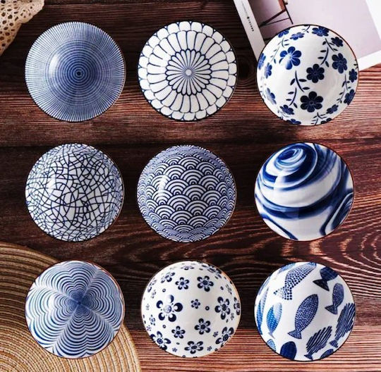 Quatro Boluri Albastre Set 4 Boluri De Servire Din Porțelan Diametru 11 Cm