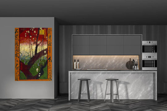 Vincent Van Gogh - Bloeiende Pruimenboomgaard- Naar Hiroshige Painting Copy of Van Gogh on Canvas 70x100cm