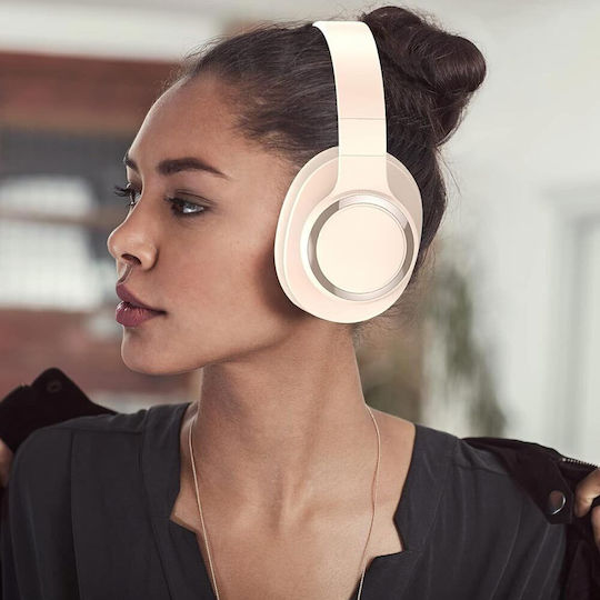 Leewello Bluetooth Wireless Over Ear Headphones with 49 hours of Operation Beige