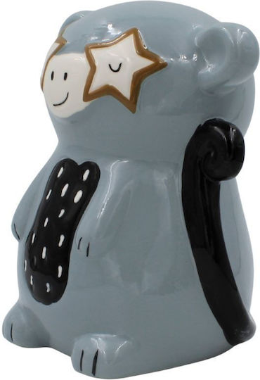 Koopman Lemur Children's Money Box Ceramic Gray 13x11x16.5cm