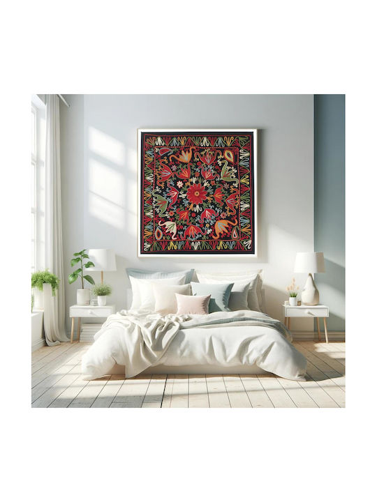 Black Wool Ground With Polychrome Silk Embroidery Картина Тъкан 110x110см