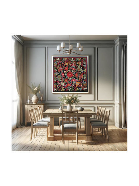 Black Wool Ground With Polychrome Silk Embroidery Картина Тъкан 110x110см