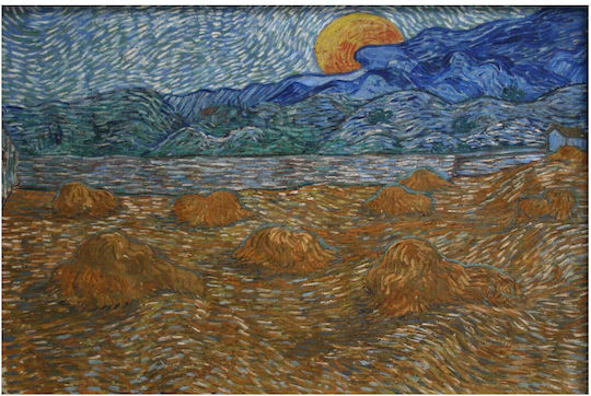 Wheat Sheaves Rising Moon; Картина Копие на Ван Гог Платнен 50x40см