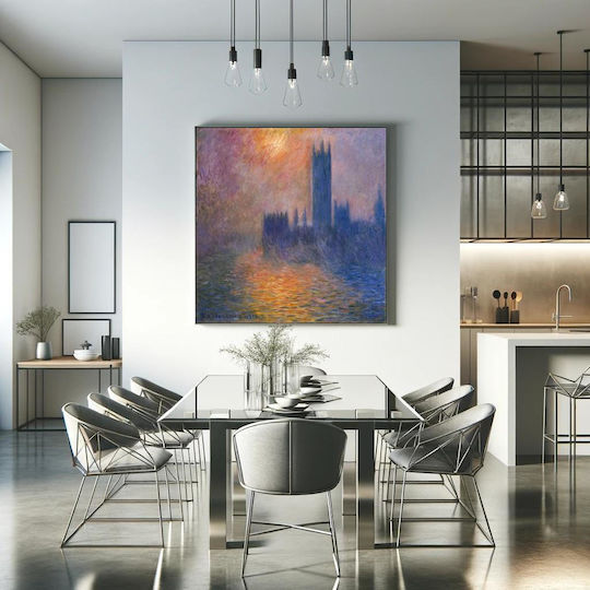 Claude Monet's Houses Parliament Картина Платнен 80x80см