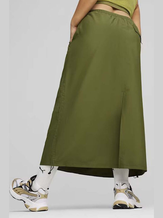 Puma High Waist Midi Skirt in Green color