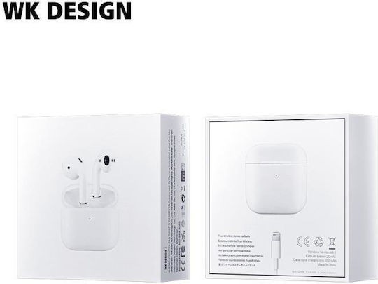 WK V04 In-ear Bluetooth Handsfree Ακουστικά με Θήκη Φόρτισης Λευκά