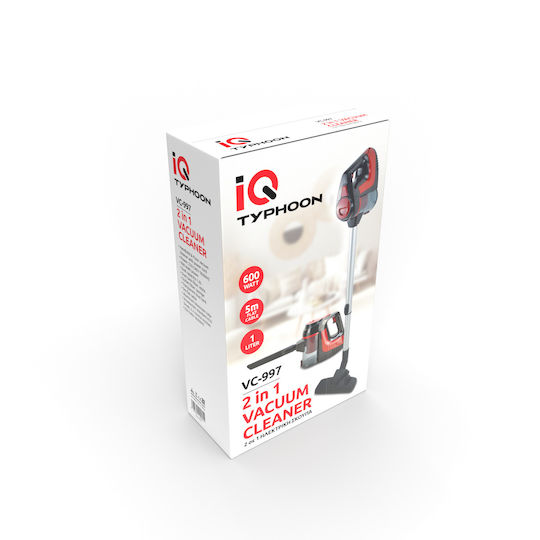 IQ Typhoon Ηλεκτρική Σκούπα 2 σε 1 Stick & Χειρός 600W Κόκκινη