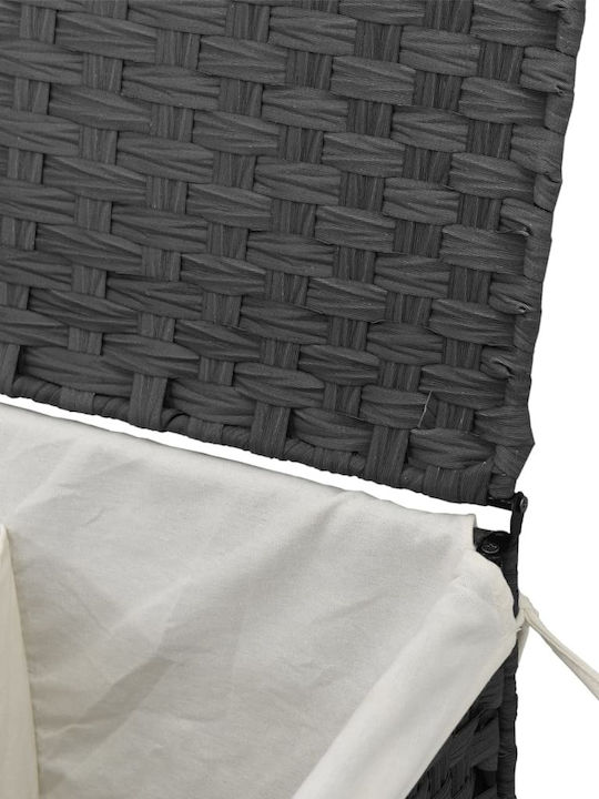 vidaXL Wicker Collapsible Laundry Basket with Lid 53x35x57cm Grey