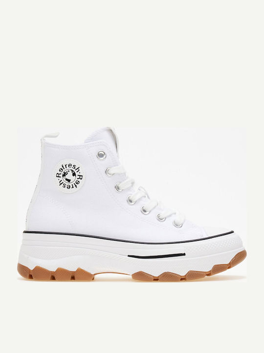 Damen Flatforms Stiefel Weiß