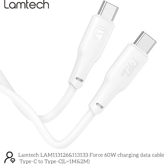 Lamtech USB 2.0 Kabel USB-C männlich - USB-C 60W Weiß 1m (LAM113126)