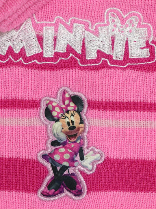 Minnie Mouse Σετ Παιδικό Σκουφάκι με Γάντια Πλεκτό Ροζ
