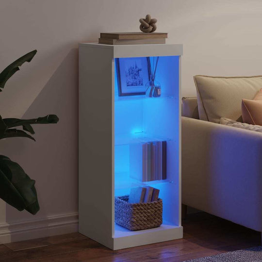 Wall Living Room Display Cabinet made of Particleboard with Glass & Lighting White 41x37x100cm