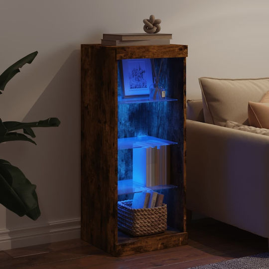 Wall Living Room Display Cabinet made of Particleboard with Glass & Lighting Coffee 41x37x100cm