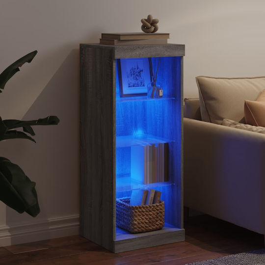 Wall Living Room Display Cabinet made of Particleboard with Glass & Lighting Grey 41x37x100cm