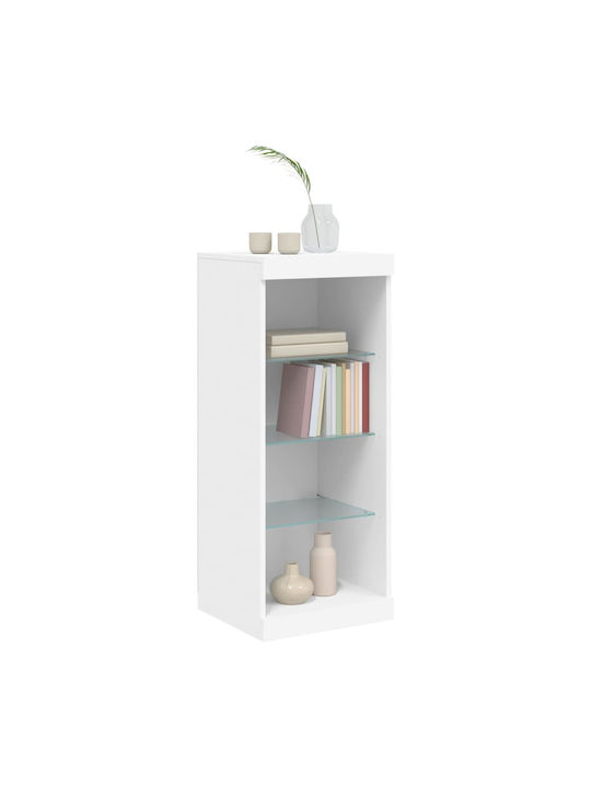 Wall Living Room Display Cabinet made of Particleboard with Glass & Lighting White 41x37x100cm
