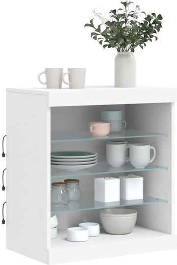 Wall Living Room Display Cabinet made of Particleboard with Glass & Lighting White 60.5x37x67cm