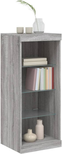 Wall Living Room Display Cabinet made of Particleboard with Glass & Lighting Grey 41x37x100cm