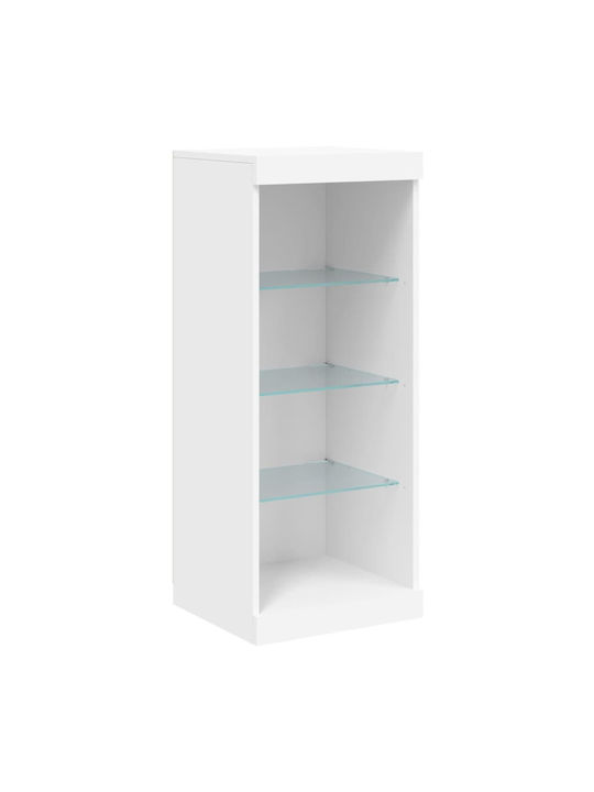 Wall Living Room Display Cabinet made of Particleboard with Glass & Lighting White 41x37x100cm