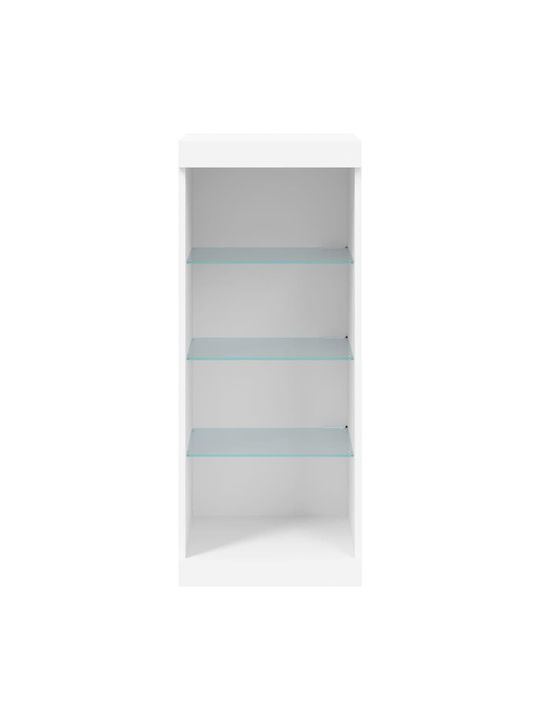 Wall Living Room Display Cabinet made of Particleboard with Glass & Lighting White 41x37x100cm
