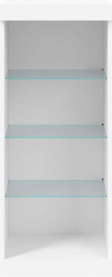 Wall Living Room Display Cabinet made of Particleboard with Glass & Lighting White 41x37x100cm