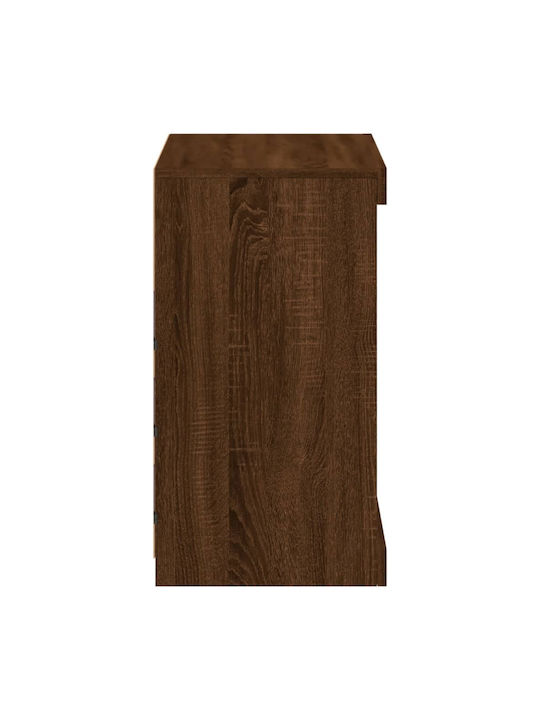 Wall Living Room Display Cabinet made of Particleboard with Glass & Lighting Coffee 60.5x37x67cm