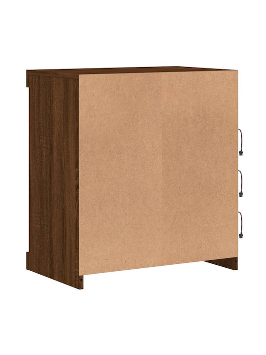 Wall Living Room Display Cabinet made of Particleboard with Glass & Lighting Coffee 60.5x37x67cm