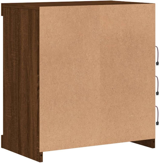 Wall Living Room Display Cabinet made of Particleboard with Glass & Lighting Coffee 60.5x37x67cm
