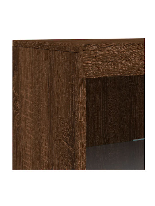 Wand Wohnzimmer Vitrine aus Spanplatte mit Glas & Beleuchtung Coffee 41x37x100cm
