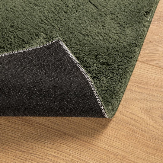 vidaXL Huarte Rutschfest Teppich Rechteckig Synthetisch,Polyester/Cotton/Leather Grün