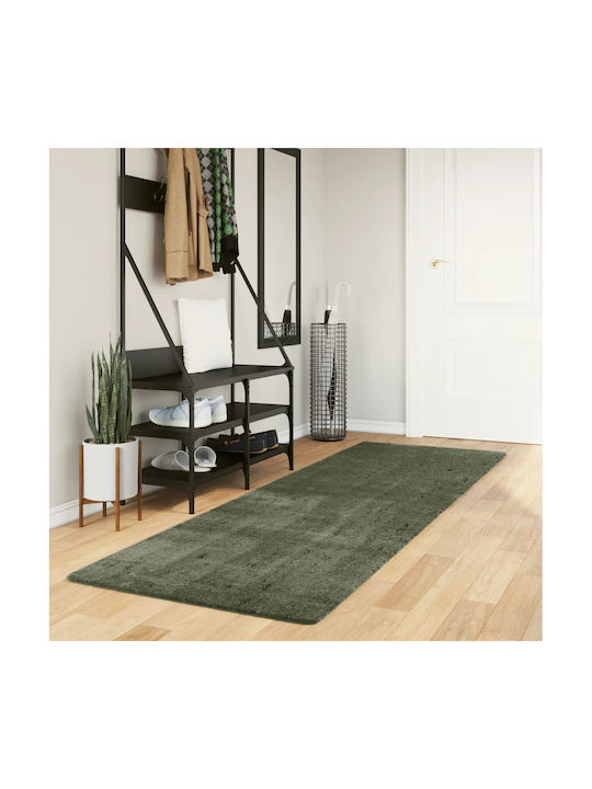 vidaXL Huarte Rutschfest Teppich Rechteckig Synthetisch,Polyester/Cotton/Leather Grün