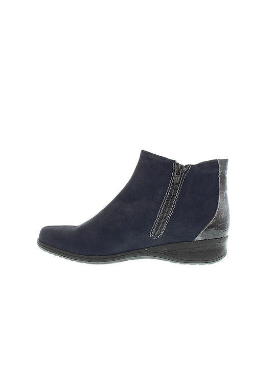 Suave 7514T Leather Women's Ankle Boots Navy Blue