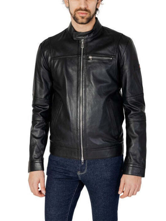 Peuterey Men's Winter Leather Jacket Black