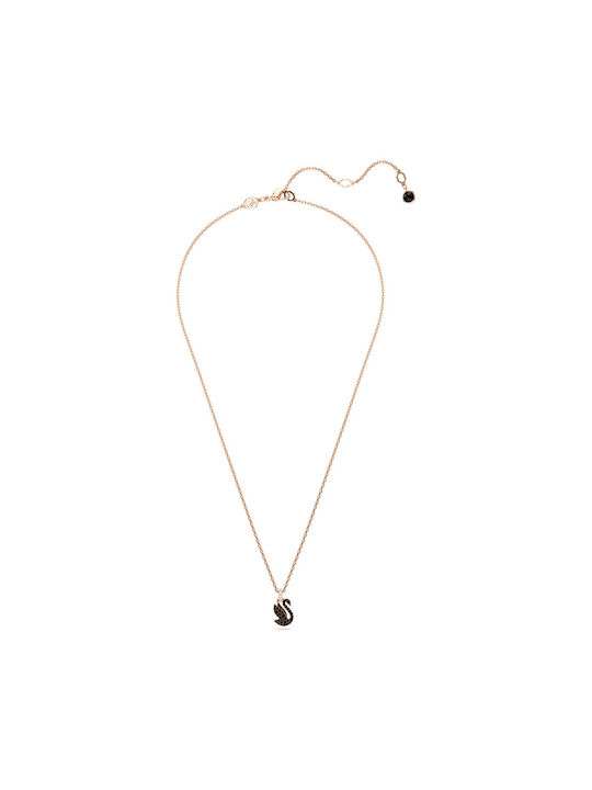Swarovski Swan Κολιέ Επιχρυσωμένο με Προσωποποίηση Μαύρο