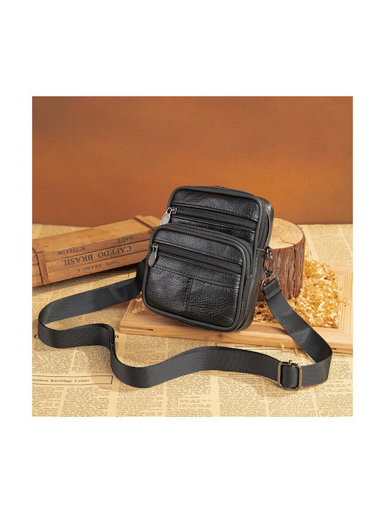 Herren Ledertasche Schulter / Crossbody Schwarz
